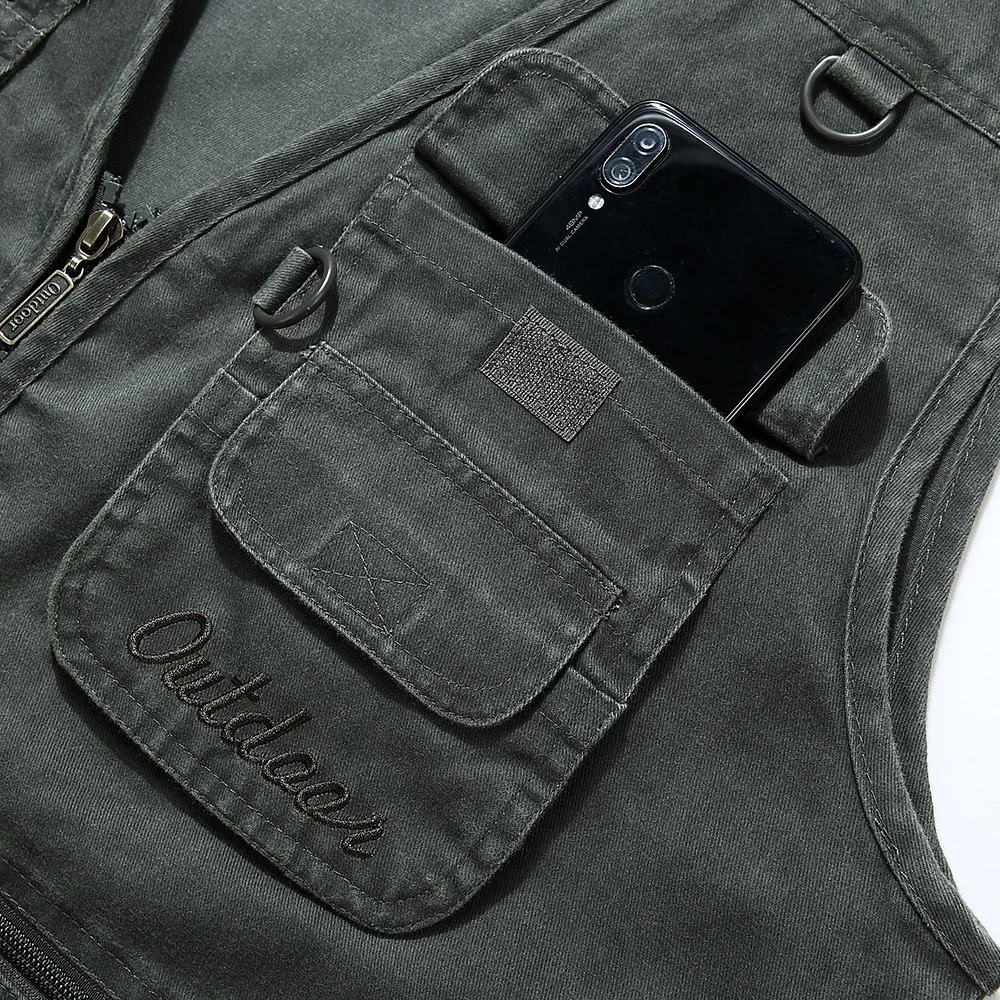 Big Size Men Multi Pocket Cotton Vest Casual 14 Pockets Sleeveless Jackets L-6XL Male Outdoor Photograph Waistcoat fashionable vests sleeveless vests sleeveless vest