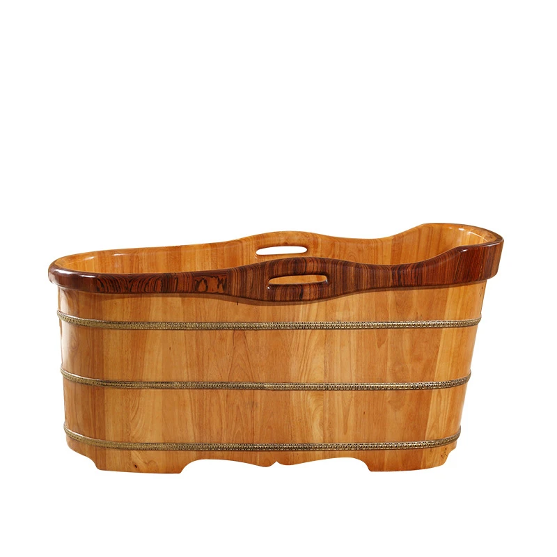 

Ebony wood lined wooden bucket for soaking in wooden beauty salons, practical and comfortable for adult fumigation