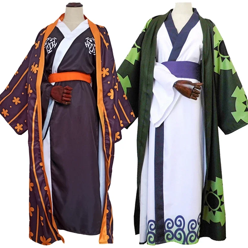 Anime Roronoa Zoro Trafalgar D Water Law Cosplay Costume Adult Unisex Kimono Halloween Suit Uniform Outfit