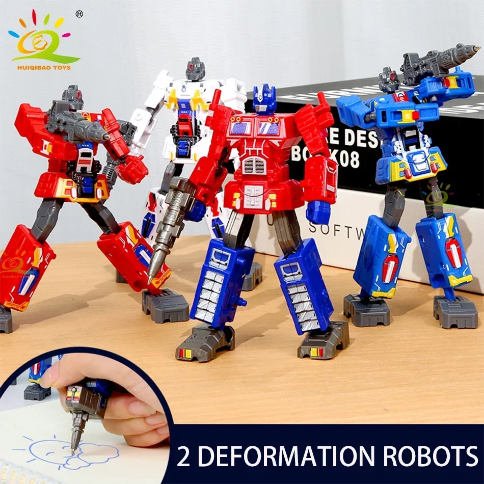 

HUIQIBAO Creative Mecha Deformable Pen Warrior Model Can Deformation Toy City Action Figures Robots Toys for Boys Adult Gift