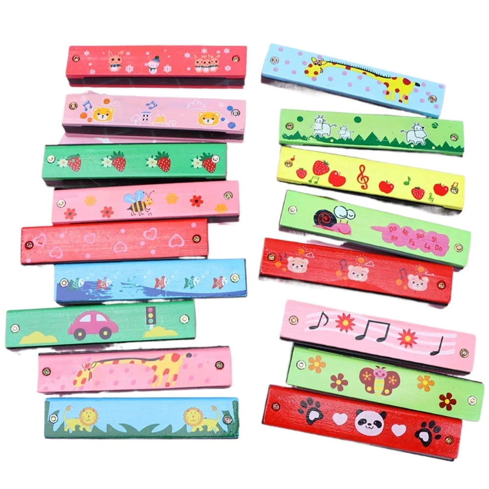 8/12 Pcs Wooden Double Row Kids Enlightenment Musical Instrument Harmonica Birthday Party Wedding Guest Gift Classroom Prizes