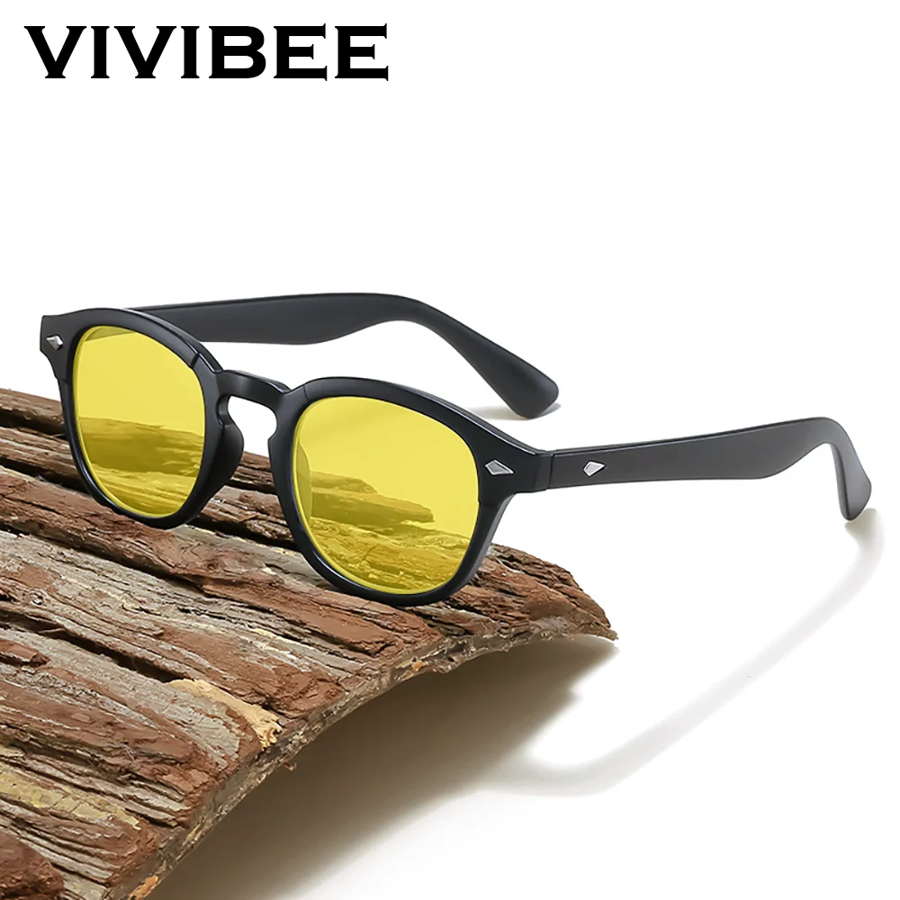Retro Blue Light Blocking Square Glasses with Yellow Night Vision Lens - UV400 Bluelight Filter Eyewear