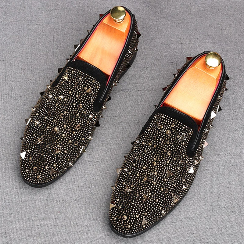 green emerald velvet dress FI-2369 Black Gold Spikes High Top Sneakers 9