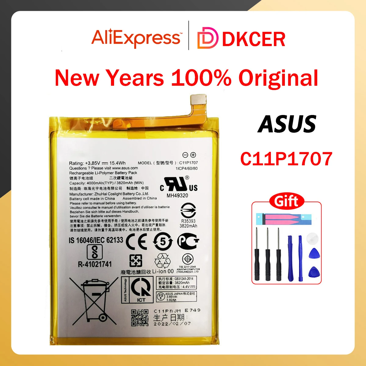 

Аккумулятор C11P1707 для Asus ZenFone Max M1 zb555kl x00pd, аккумулятор с инструментами, новый и оригинальный