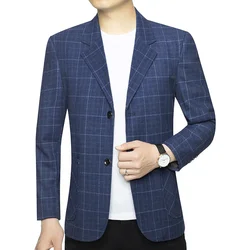 New Spring Man Blue Plaid Suits Coats Formal Wear Business Casual Blazers Jackets Good Quality Male Blazers Men's Clothing 4XL