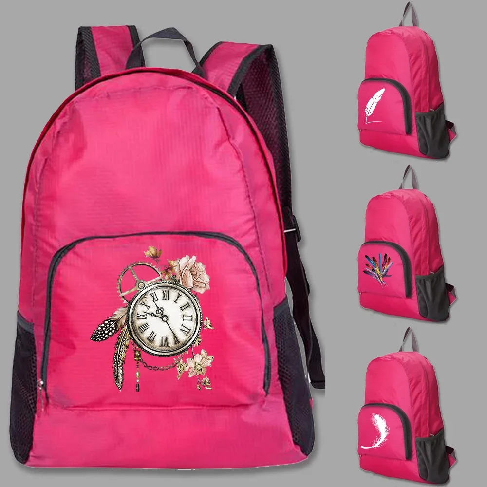 

Women School Backpack Lightweight Sports Daypack Feather Pattern Series Foldable Students Leisure Travel Computer Backpack