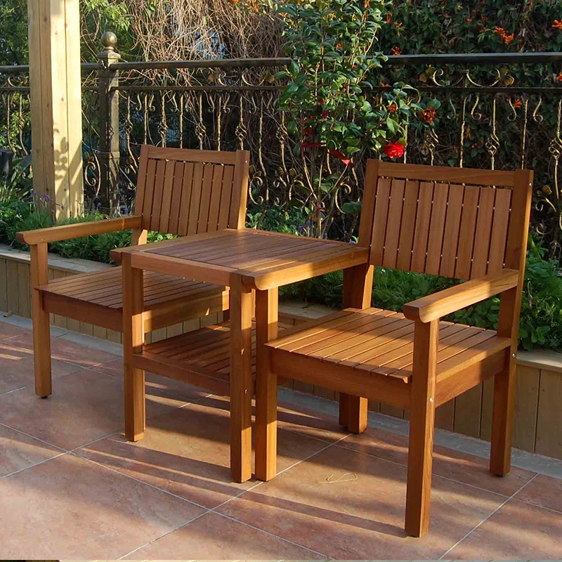 

Balcony solid wood table and chair combination outdoor teak leisure five-piece set Chinese terrace courtyard garden tea table