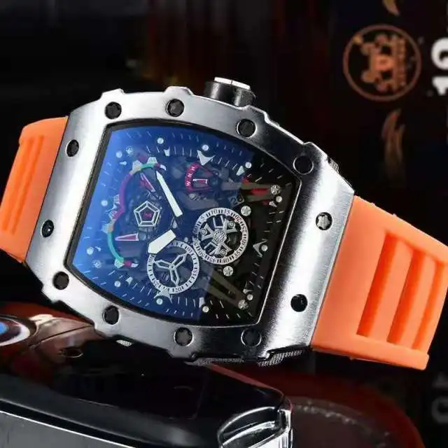 3-pin new richard men's watch top brand luxury watch men's quartz automatic watch male clock 0025 