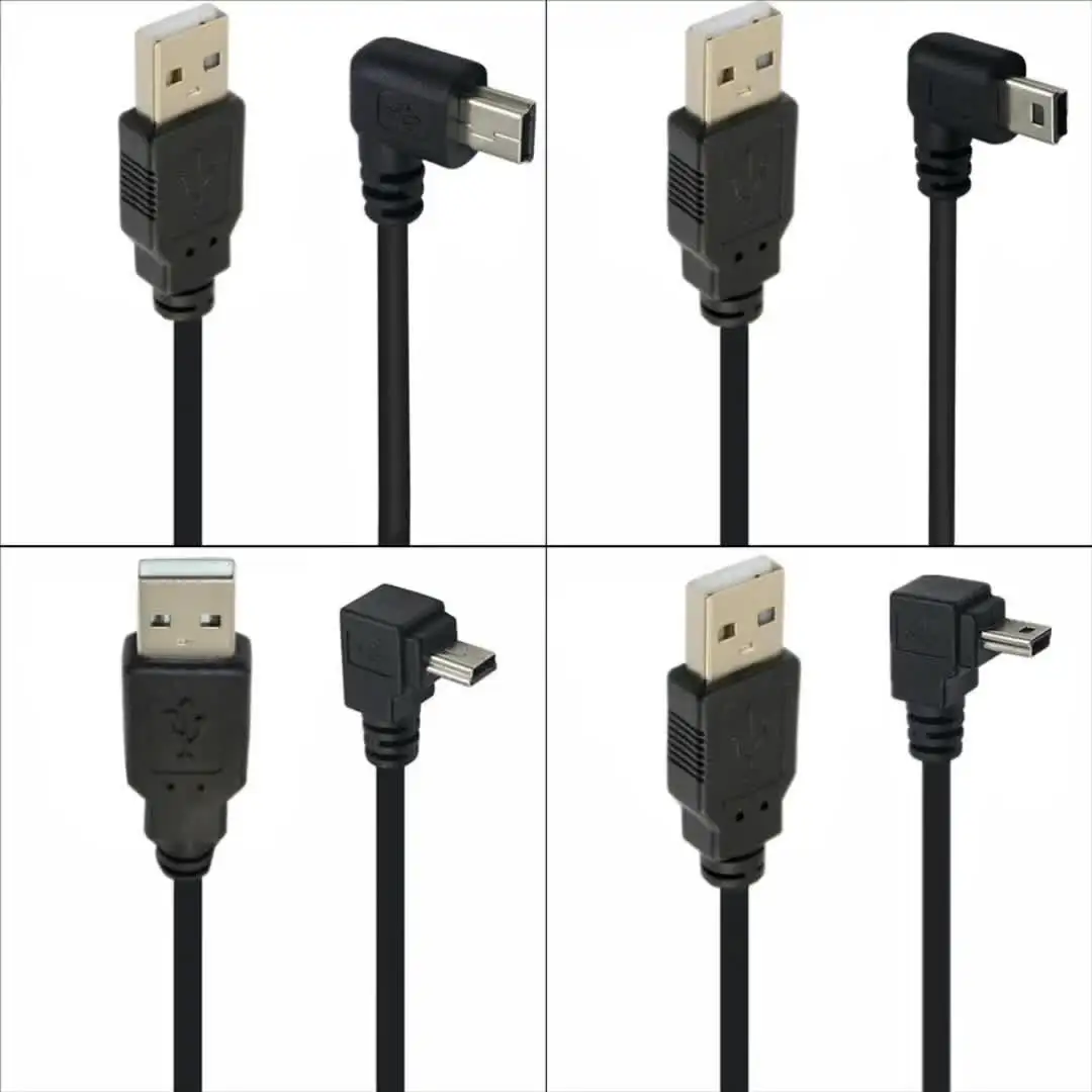 PASOW Mini USB Power Cable 90 Degree Right Angle (No Data Transfer) - USB 2.0 A-Male To Mini-B Car Vehicle Power Suppy Cord For Dash Cam (11.5FT
