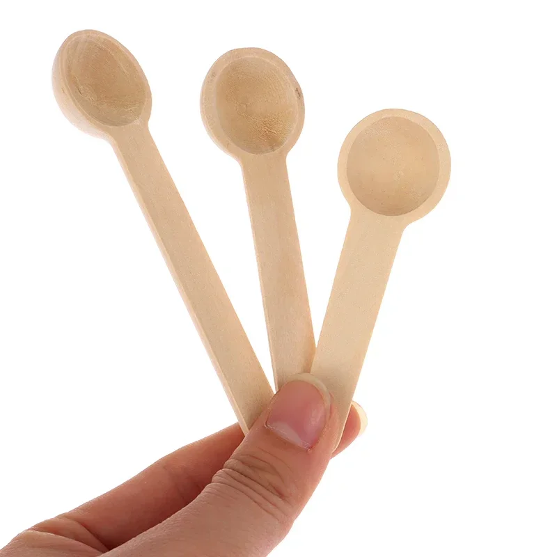 10pcs Mini Wooden Spoon Short Handle Small Kitchen Spice Condiment Teaspoon Sugar Ice Cream Coffee Scoop Kitchen Accessories