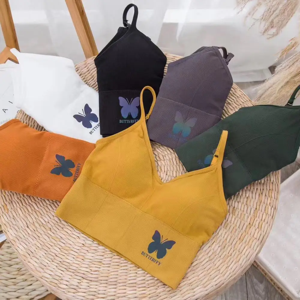 

2022 Cotton Sports Bra Women Girl Butterfly Gym Underwear Sports Bra Push Up Fitness Running Yoga Sport Tops Sports Bras Women