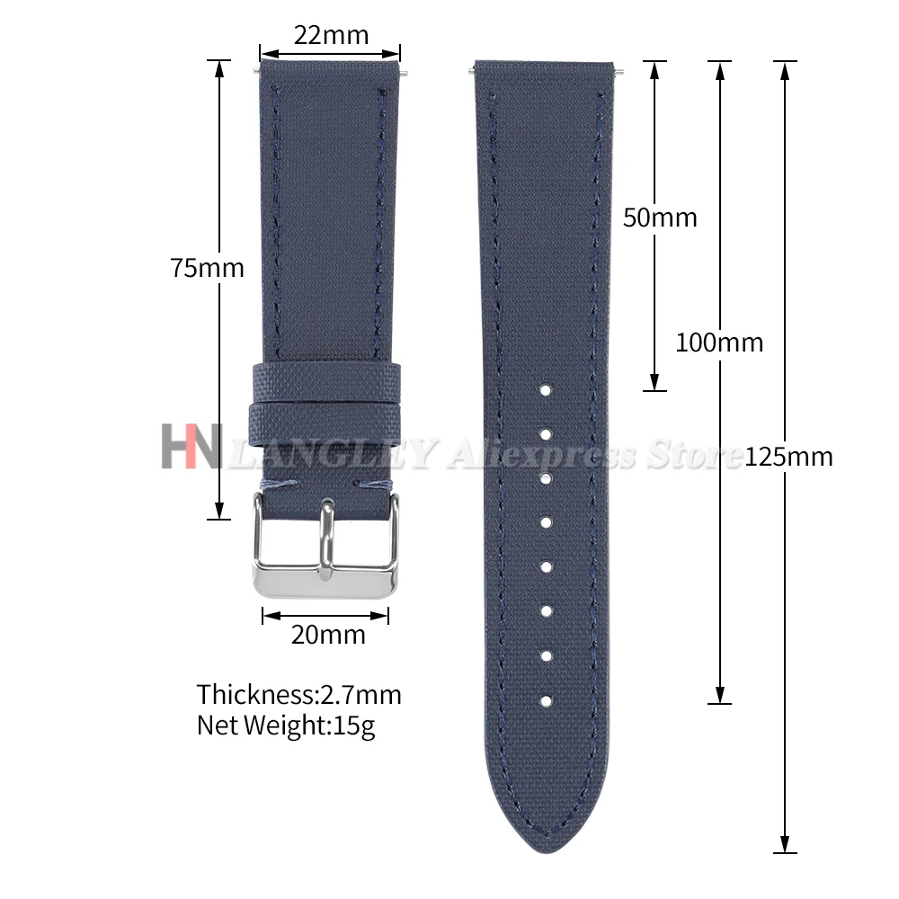 Premium Sailcloth Leather Watch Strap - Waterproof Fabric with Quick Release