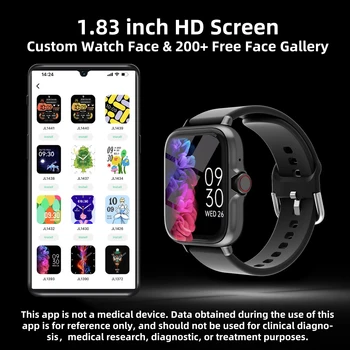 1.83'' Smart Watch with Message Answer Call Sleep Monitoring Sports Pedometer Information Alerts For iPhone Android 6