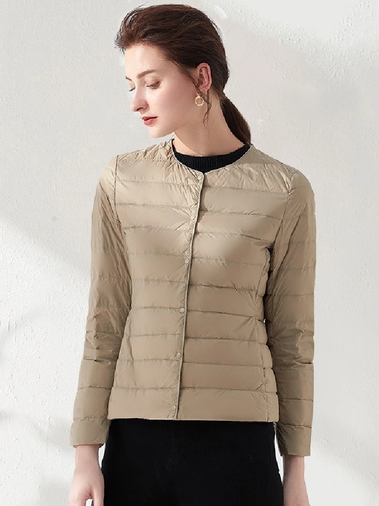 

Spring Autumn Women Puffer Jacket 2023 New Arrival 90% White Duck Down Liner Keep Warm Lightweight Female Winter Jacket