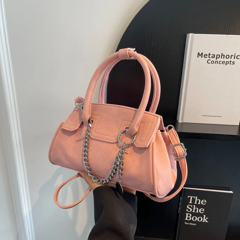 

2023 Solid Color PU Trendy Personalized Daily Commuting Small Bag Minimalist Women's Bag Single Shoulder Bag Crossbody Bag Chain