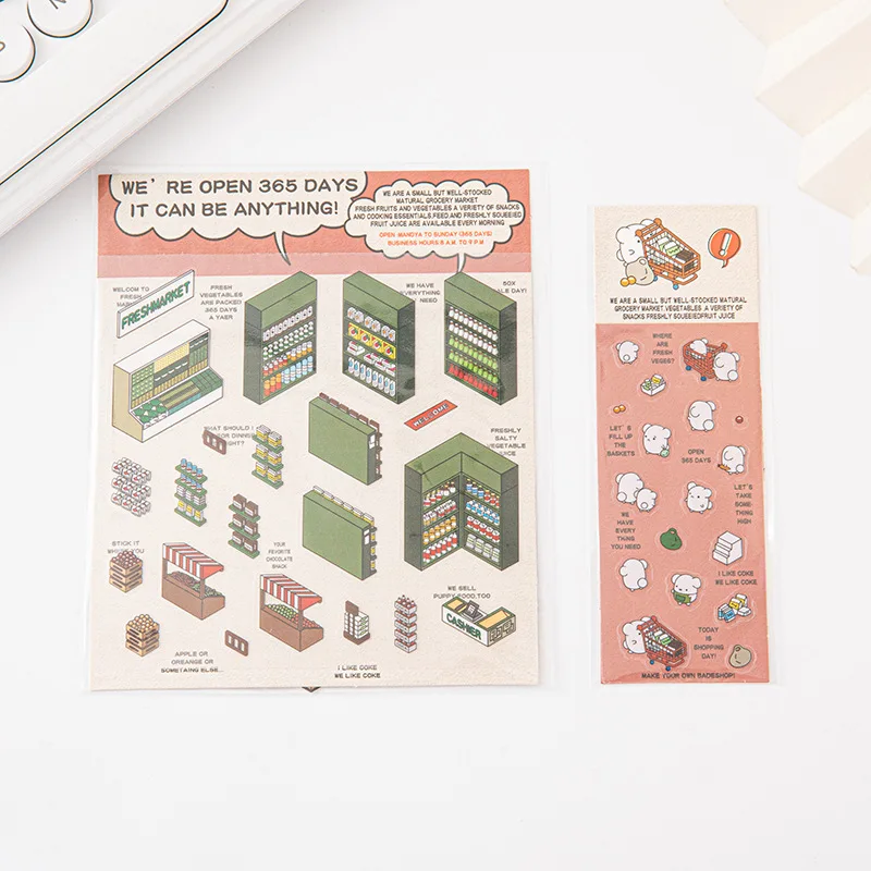 3D Sticker Mini cute animals Three-dimensional miniature scene DIY stationery Stickers Scrapbooking Pasting Cute Hand Account