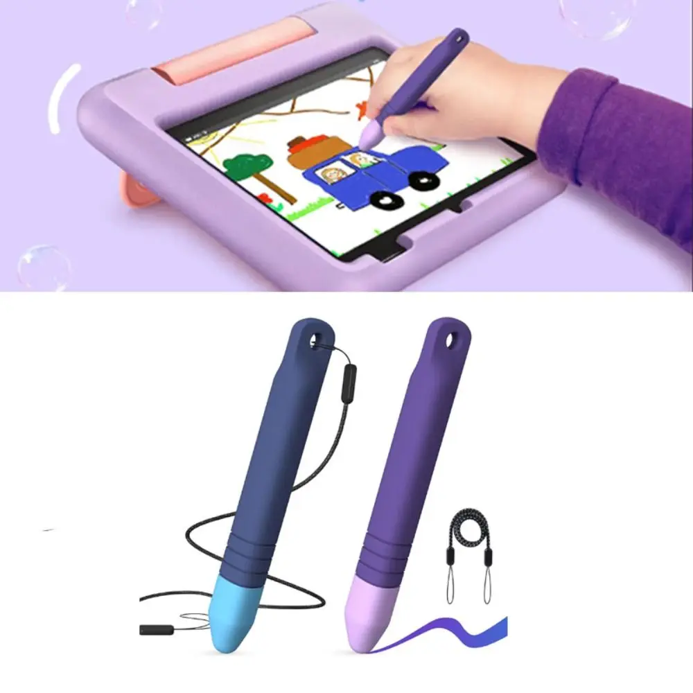 

Silicone Kid-Friendly Stylus Pens Anti-Rolling Kids Capacitive Pen with Anti-lost Tether All Touch Screen Devices