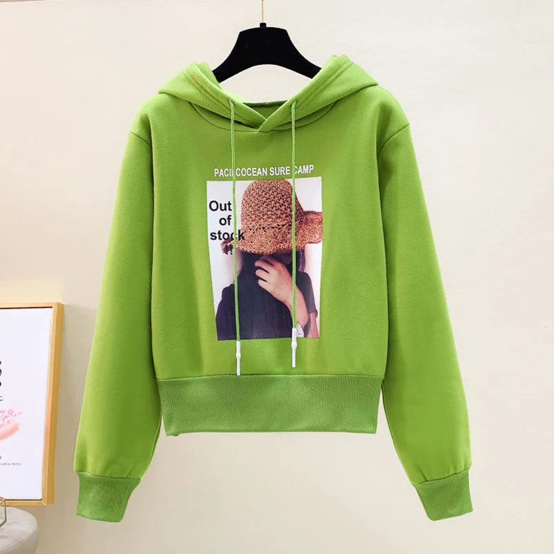 Fashion Hooded Spliced All-match Printed Hoodies Female Clothing 2023 Autumn New Casual Tops Long Sleeve Commute Sweatshirts