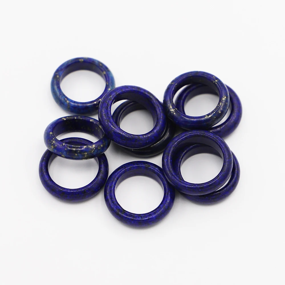 Free Shipping Natural Ore Lapis Lazuli Ring Fashion Simple Temperament Unisex Round Finger Pointing Gift Jewelry Wholesale 8Pcs