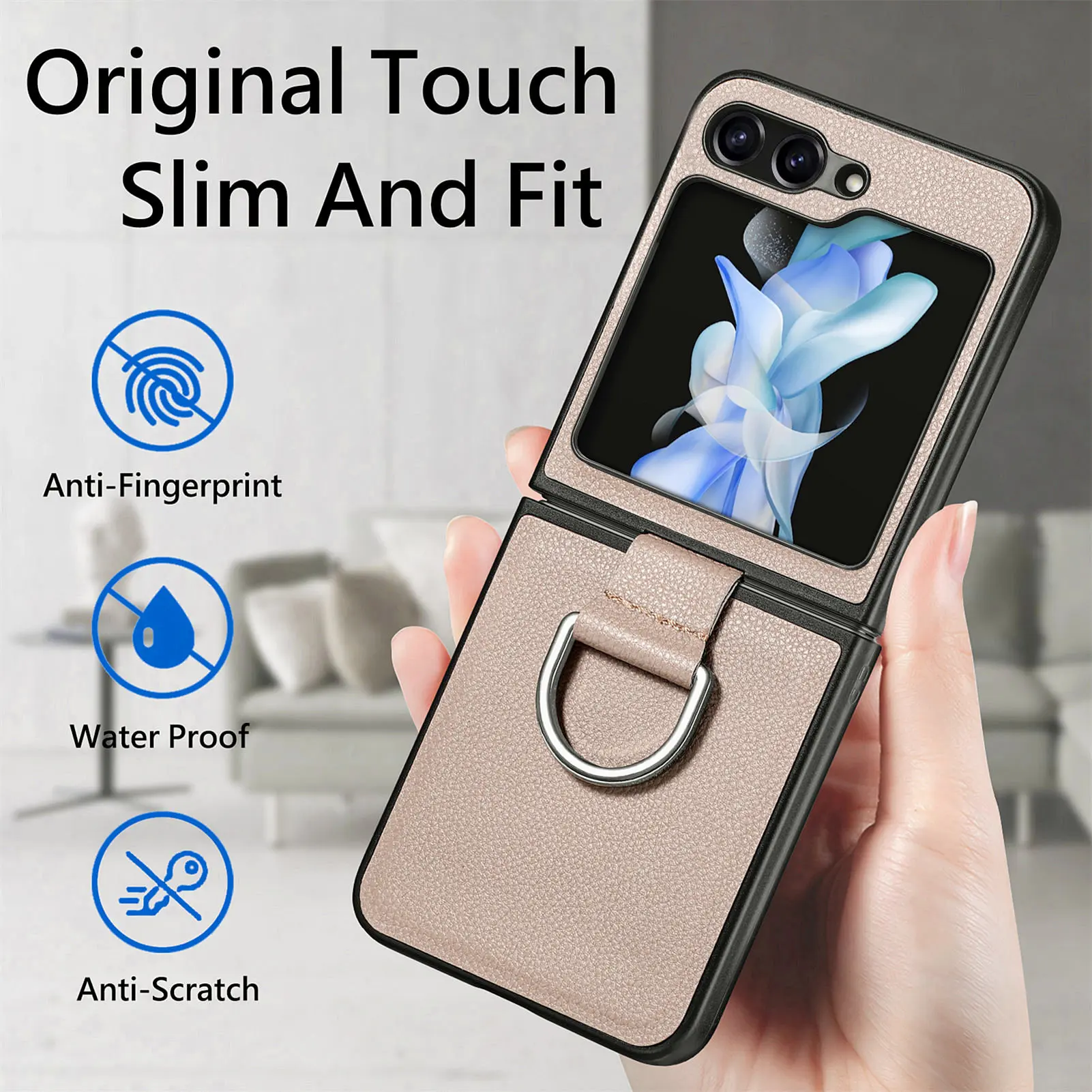 Per Samsung Z Flip5 Flip4 Flip3 Portabel Ring Holder Case Per Samsung Galaxy Z Flip 5 4 3 Flip5 5G Zflip5 Custodie In Pelle