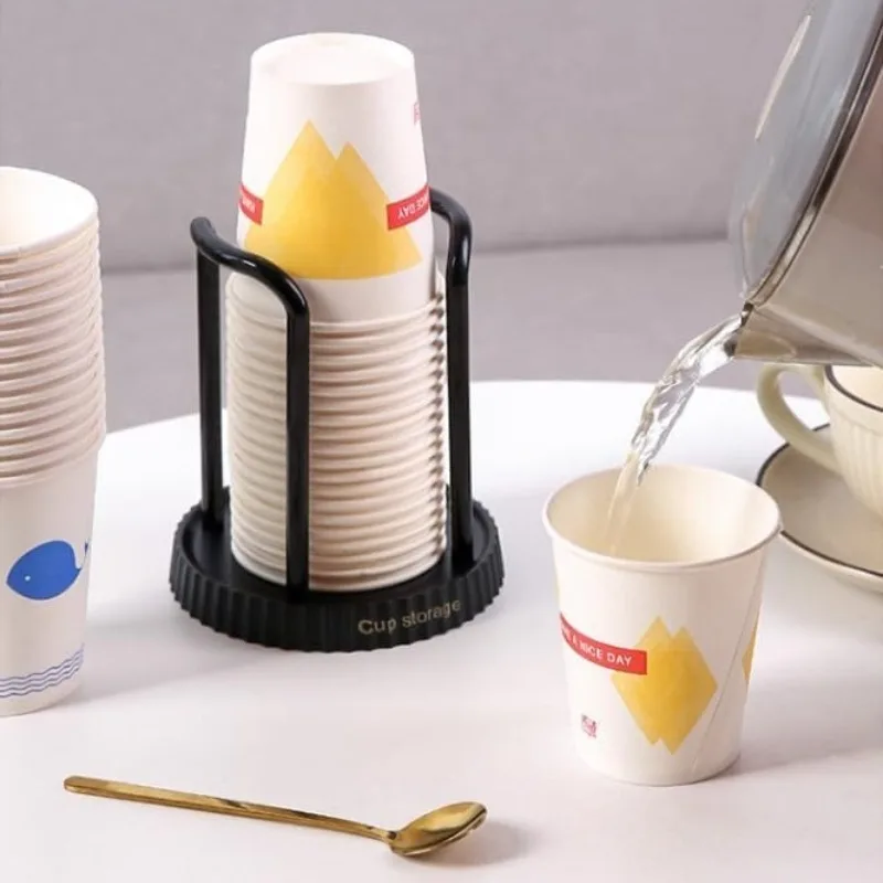 종이 컵 홀더 데스크탑 홈 오피스 공간 절약을위한 디스펜서 컵 보관 주최자 일회용 종이 컵 홀더