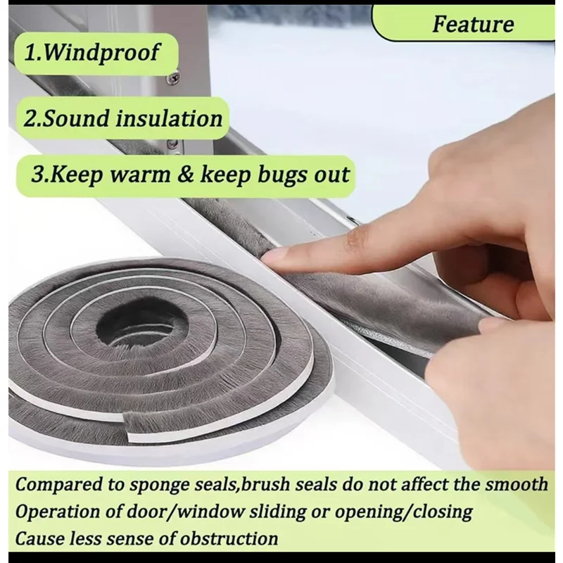 Self-Adhesive Sound Insulation Door and Window Seal Strip – 5/10/20M Lengths