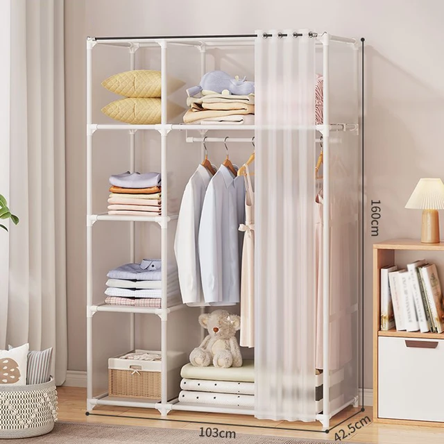 Dust proof wardrobes household bedroom furniture simple clothing cupboard partition storage high capacity shelf