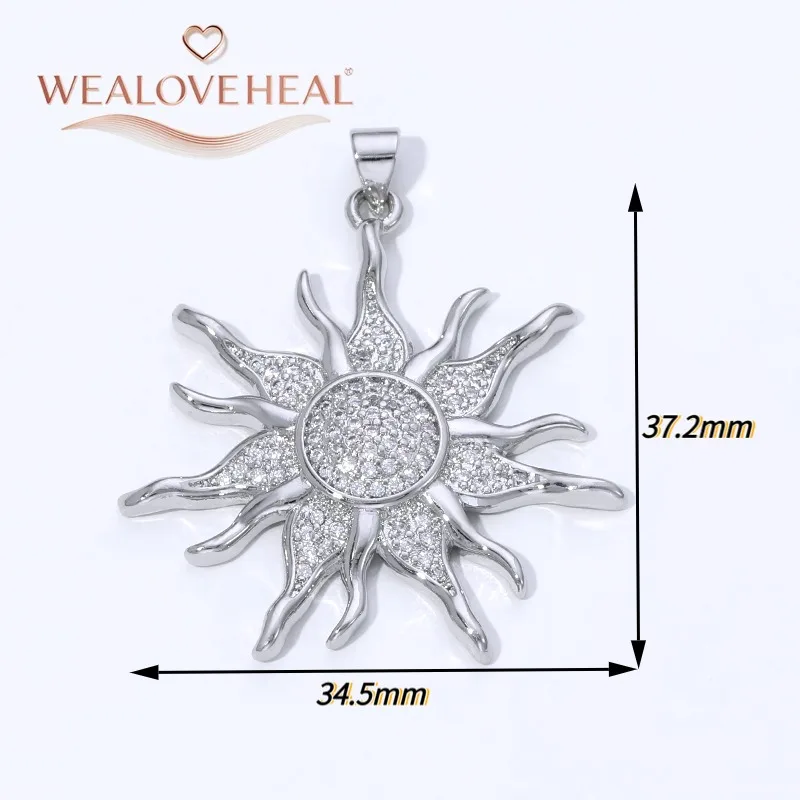 anhänger schmuckherstellung,18K Vergoldete Messing-Sonnenanhänger, Ovale Sonnenstrahlen-Charms mit Hängenden Geometrischen Anhängern, Hochwertige Schmuckkomponenten für Bastelarbeiten – Detail 24