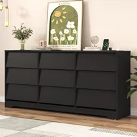 70 Inch Large 9 Drawers Dresser for Bedroom, Black Dresser with Power Outlet and Deep Drawers, Wide Chest of Drawers, Modern Min 1