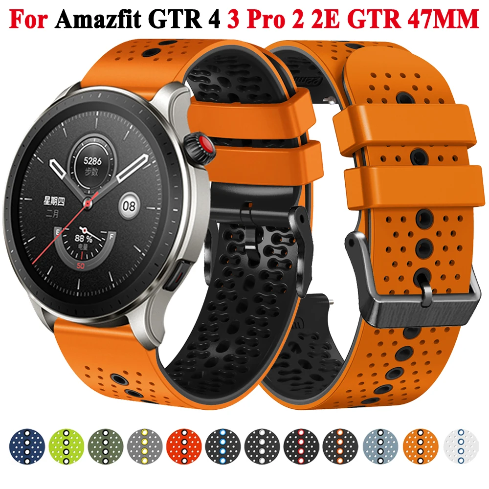 

Ремешок силиконовый для Amazfit GTR 4 GTR3 Pro GTR2 Pace 2e Stratos 3 2, сменный смарт-браслет для наручных часов, 22 мм