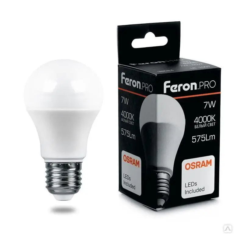 Лампа светодиодная LED 11вт Е27 дневной Feron.PRO OSRAM (LB-1011) | Лампы и освещение