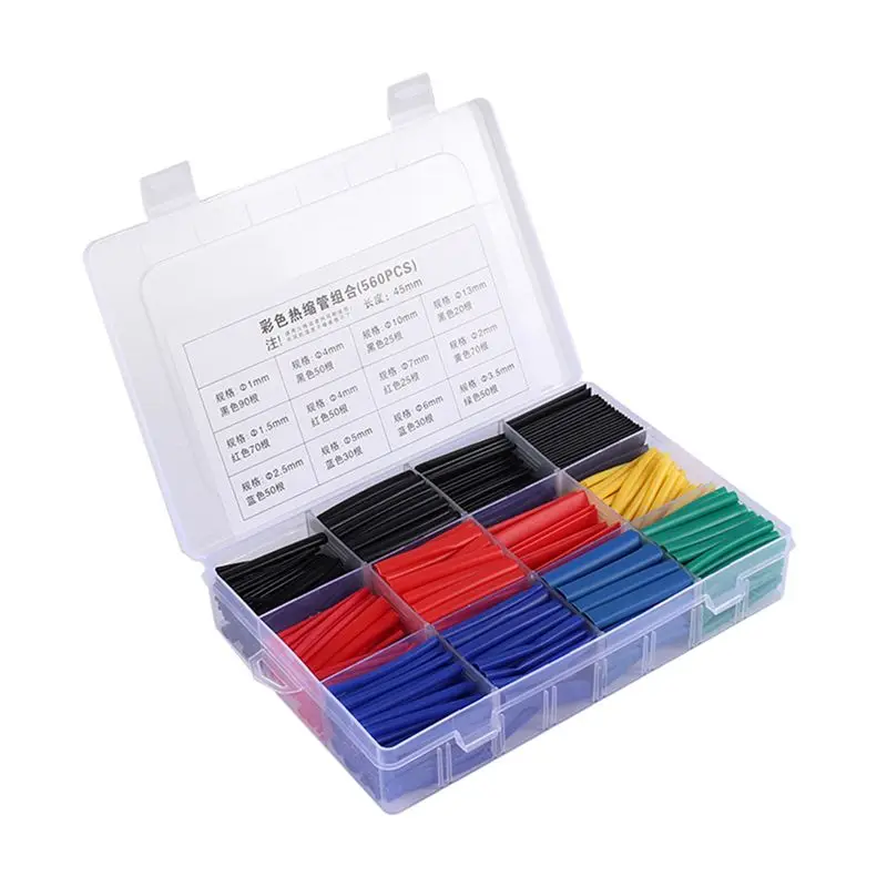 AEE9-560PCS 열수축 튜브, 전선 케이블 랩 모음 전기 절연 열수축 튜브 키트(박스 포함)