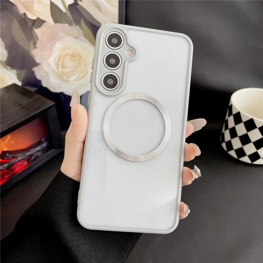 MagSafe-Compatible Clear Armor Magnetic Wireless Charging Phone Case with Hard Acrylic Cover