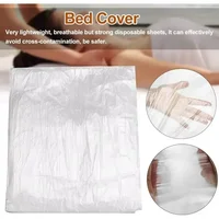 Draps de lit en plastique jetables, 100 pièces, couvre-lit, SPA, Massage, Table de traitement, lit de beauté Transparent, Film étanche 1