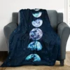 Flannel Throw Blankets Boho Chic Golden Sun Moon and Stars Blue Black Sky Antique Blankets Lightweight Luxury Blanket,Couch Bed 5