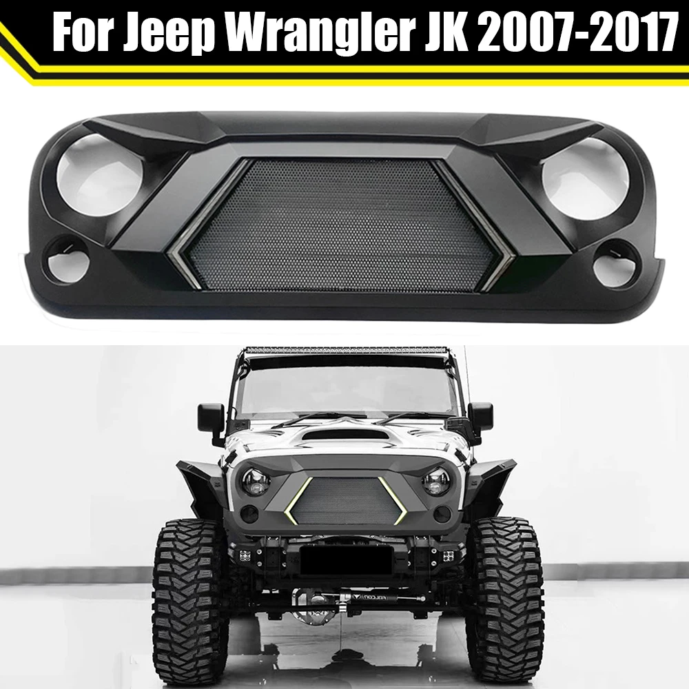 Griglia Anteriore Avenger Style Per Jeep Wrangler Jk 2007-2017 Accessori Griglia Fuoristrada 4X4 Griglia Superiore Con Parti Esterne Luce Drl