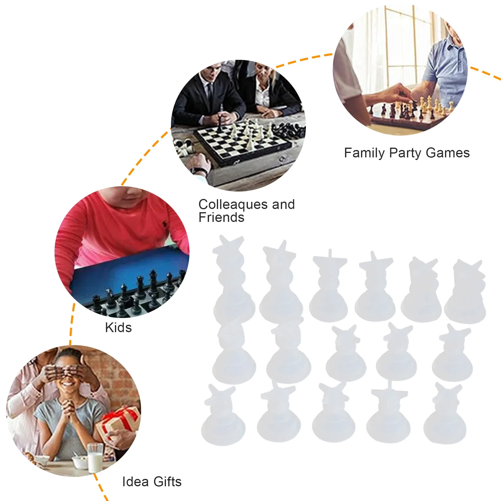 

Форма для шахматных фигур, силиконовая форма для эпоксидной смолы