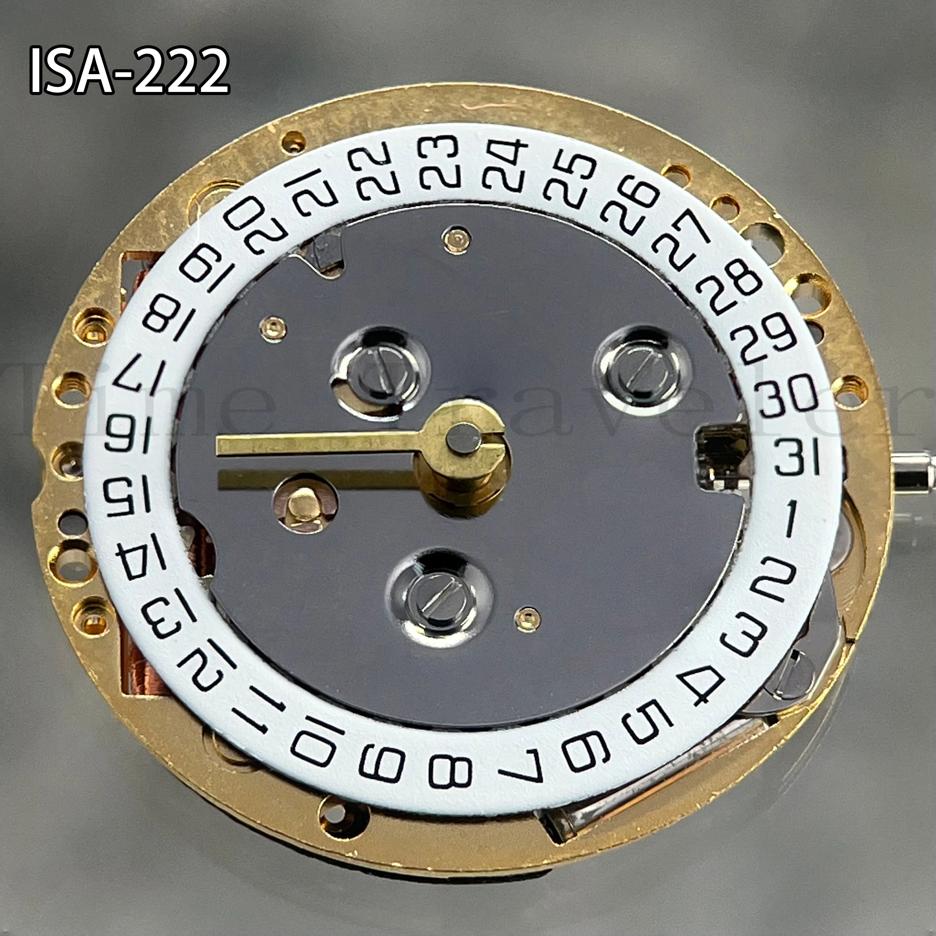 

New original Swiss ISA 222 movement, two needle single calendar 222, two needle quartz movement