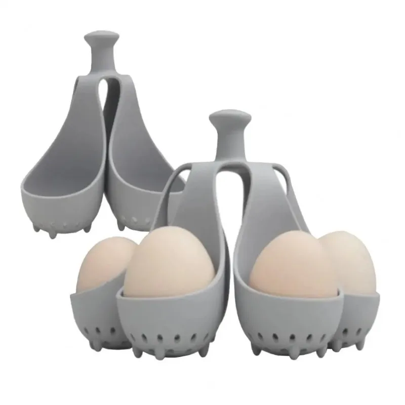 Boiled Egg Holder Silicone Egg Steamer Tray with Anti-scald Handle for Fast Cooking Easy High Temp Resistant for Healthy