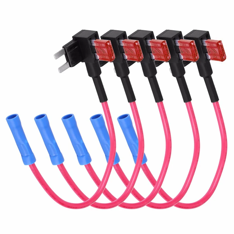 5pcs Fuse Holders Boxes+ 5pcs Mini Blades 12V Mini Blade Fuse Splice Holder Waterproof Add A Circuit Mini Standard ATM Fuse Box