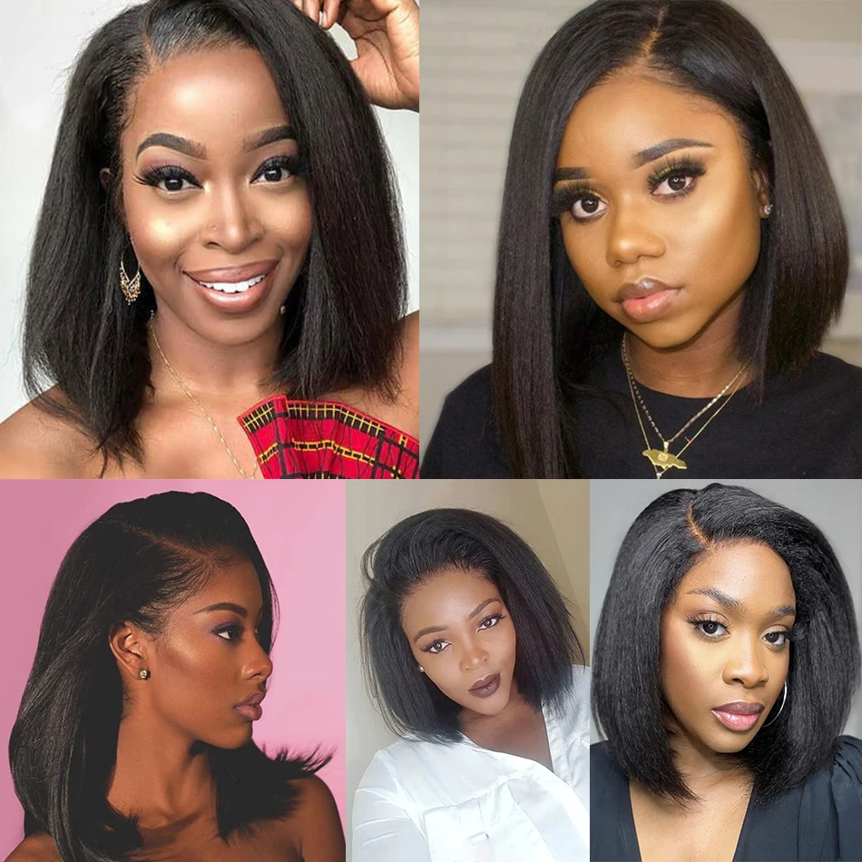 Kinky Straight Short Bob Wigs for Black Women