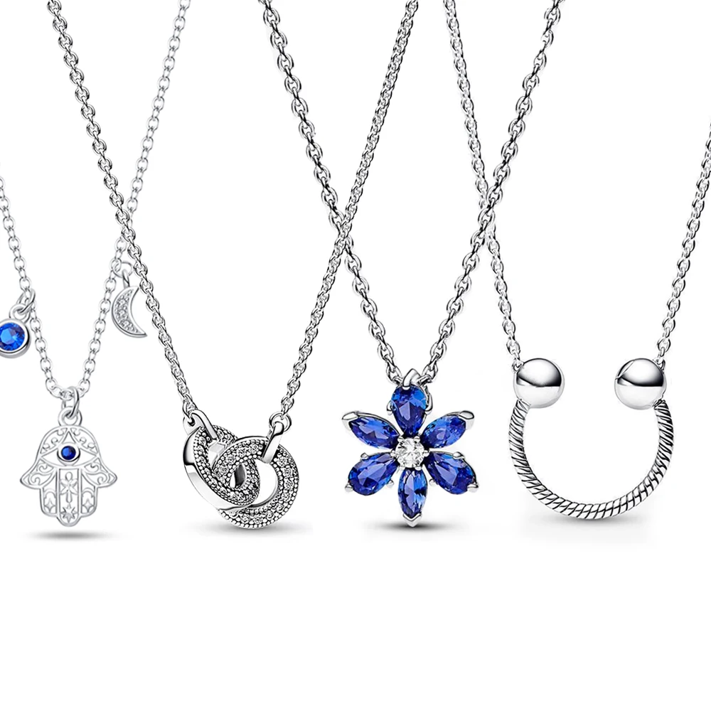 GenuineSterlingSilverUShapePendantChainNecklace925SilverCharm