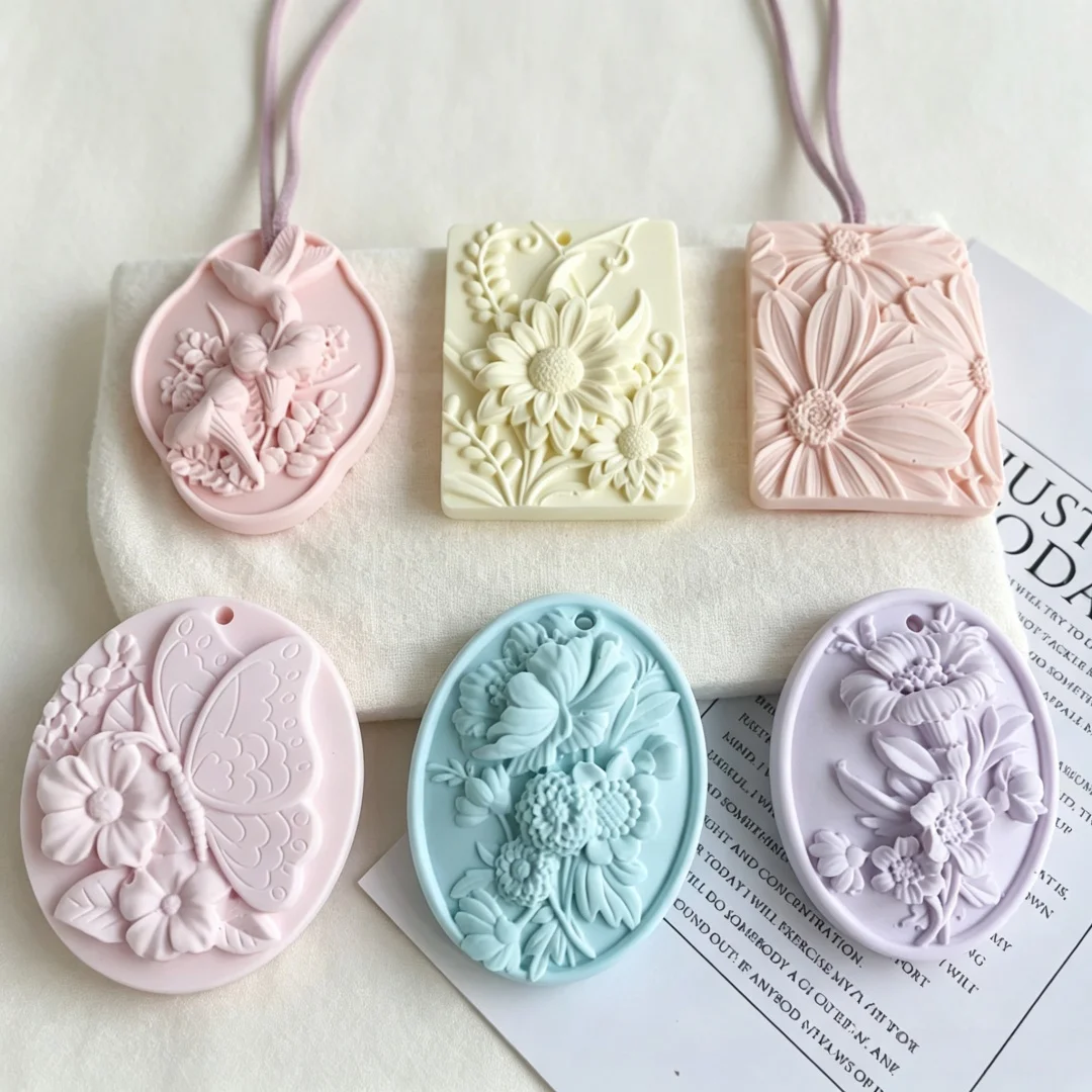 다양한 스타일의 3D 릴리프 꽃무늬 동물 나비 모양 아로마 스톤 석고 실리콘 몰드 DIY 캔들 레진 시멘트 홈데코