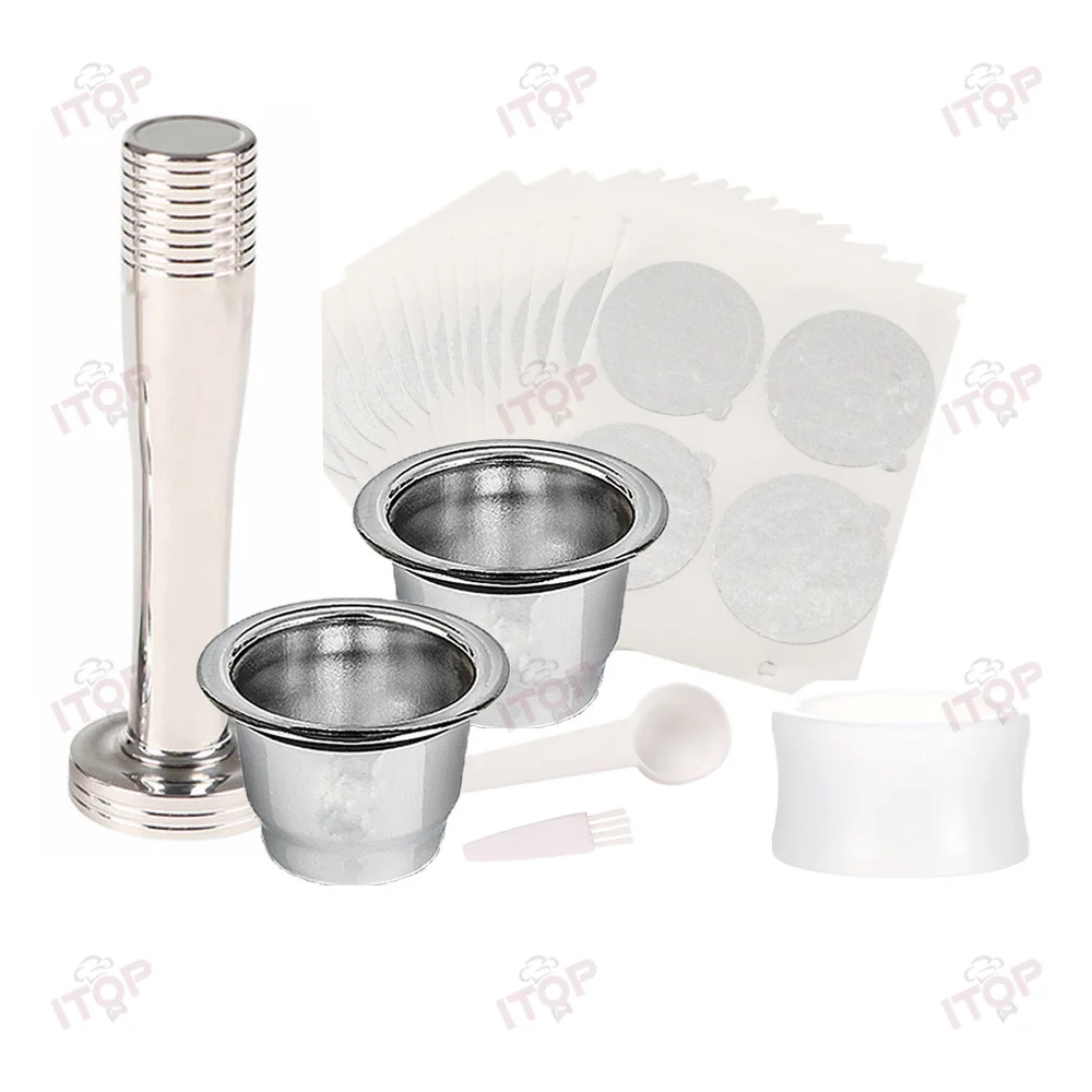 Espresso Coffee Capsules Set Coffee Capsulas Stainless Steel Refillable Nespress Capsule Reusable Filters