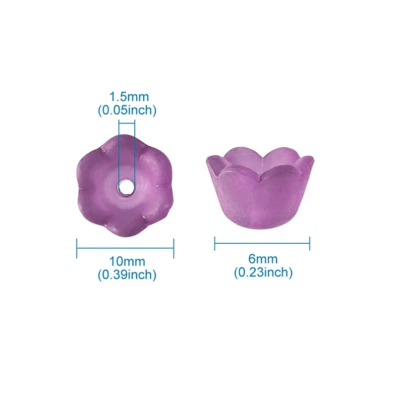 400 Tappi Acrilici A Forma Di Fiore 5 Petali Per Gioielli Fai Da Te - 8 Colori, 12 Mm, Con Foro 1,5 Mm - 5
