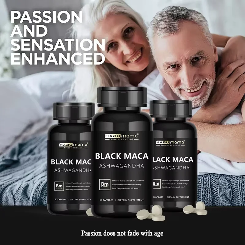 Organic Black Maca Root + Ashwagandha Extract Supplement for Women & Men Erect Energy Endurance Vegan Pills organic maca supplement