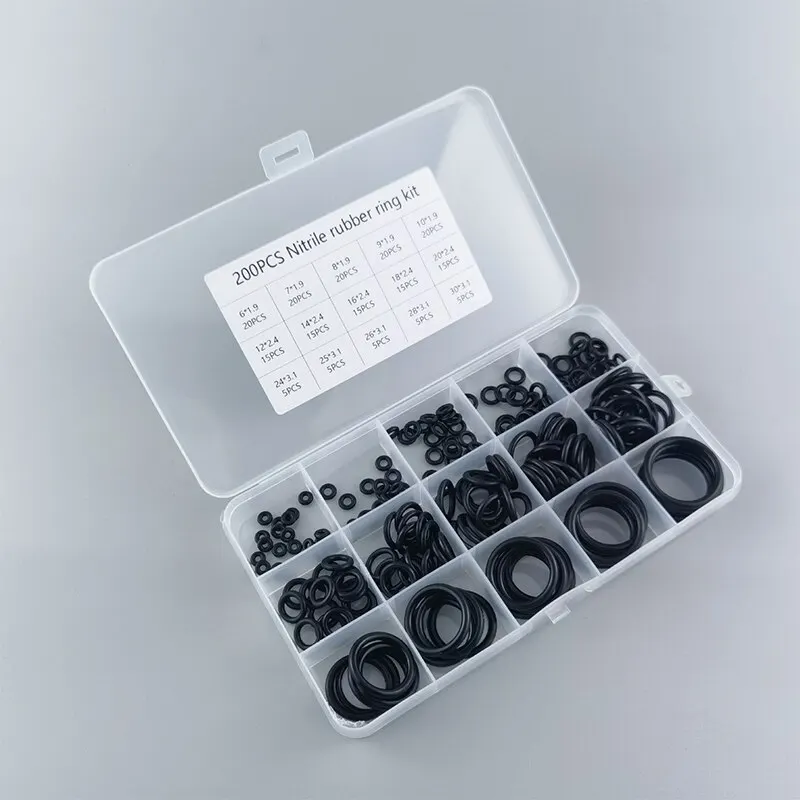 200-Piece Rubber O-Ring Assortment for Seal and Valve Protection