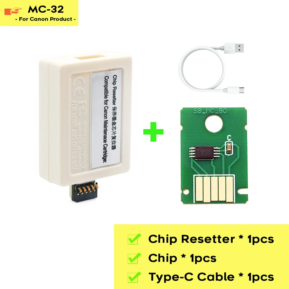 Maintenance MC-32 Chip Reset For Canon imagePROGRAF TC-20 TC-20M TC-5200 TC-5200M 20 20M 5200 5200M Waste ink Collector maintenance box chip resetter