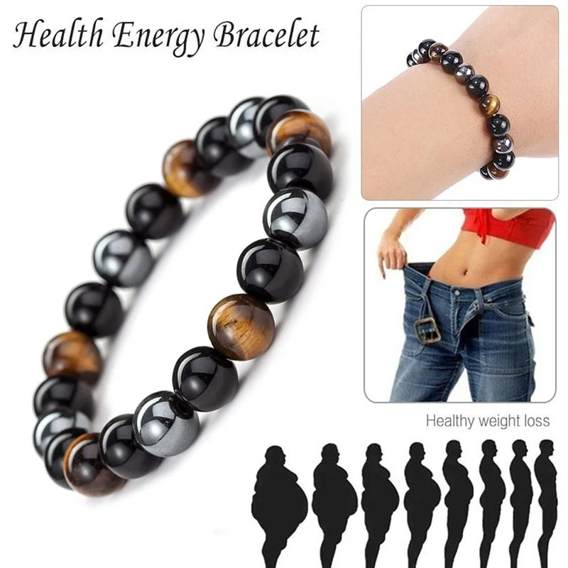 Beads bracelets Natural Black Obsidian Hematite Tiger Eye for Men Women Magnetic Health Protection