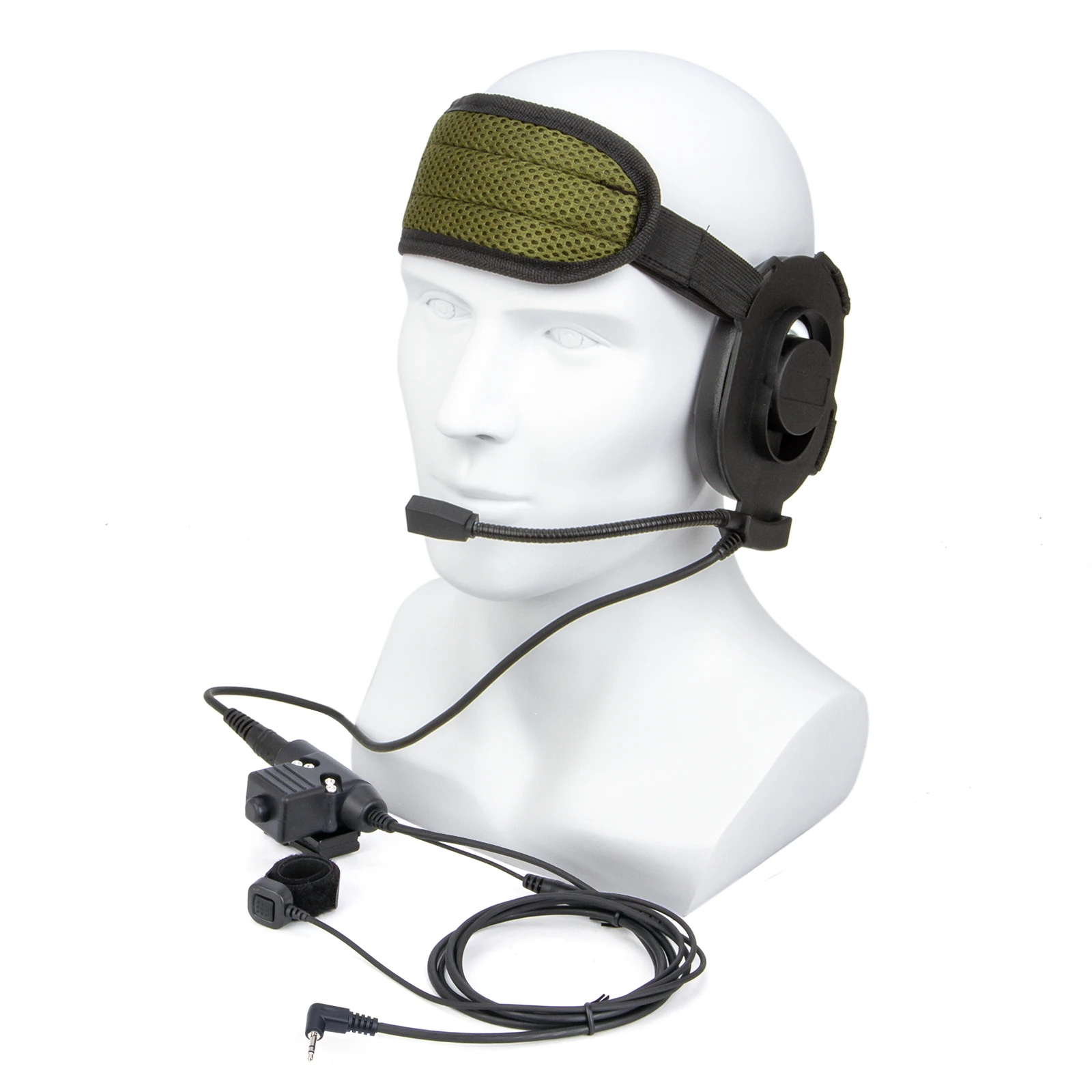 U94 PTT and Finger Microphone PTT with black HD01 Tactical Bowman Elite II Radio Headset Earpiece for Vertex VX-3R